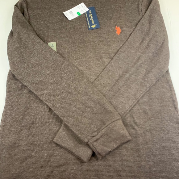 U.S. Polo Association long sleeve pullover waffle knit,  in brown/grey - Picture 1 of 6